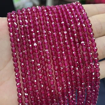 5A ruby ​​red 2/3/4mm round strand beads 38cm for DIY jewelry making necklace FPPJ wholesale nature