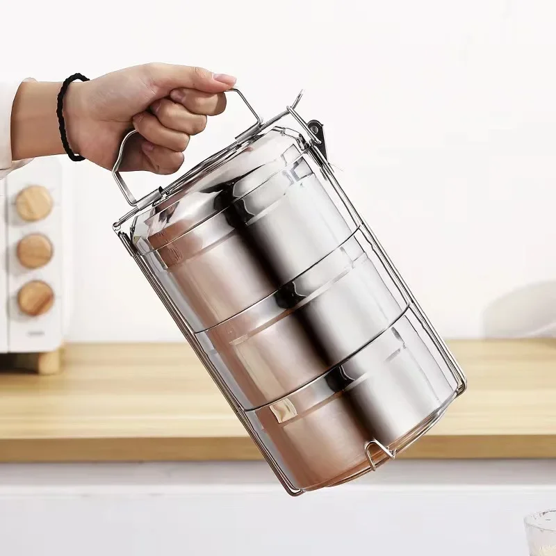 Double-Layer Stainless Steel 304 Portable Lunch Box Large Capacity Insulated Food Delivery Box Leaking-Proof Modern Simple Style