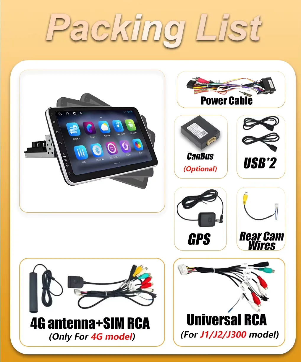 For 10 inch Universal Single 1 Din 360 Rotatable Android 16 Car Radio Multimedia Player WIFI 5G GPS Car 8 Core autoradio RDS
