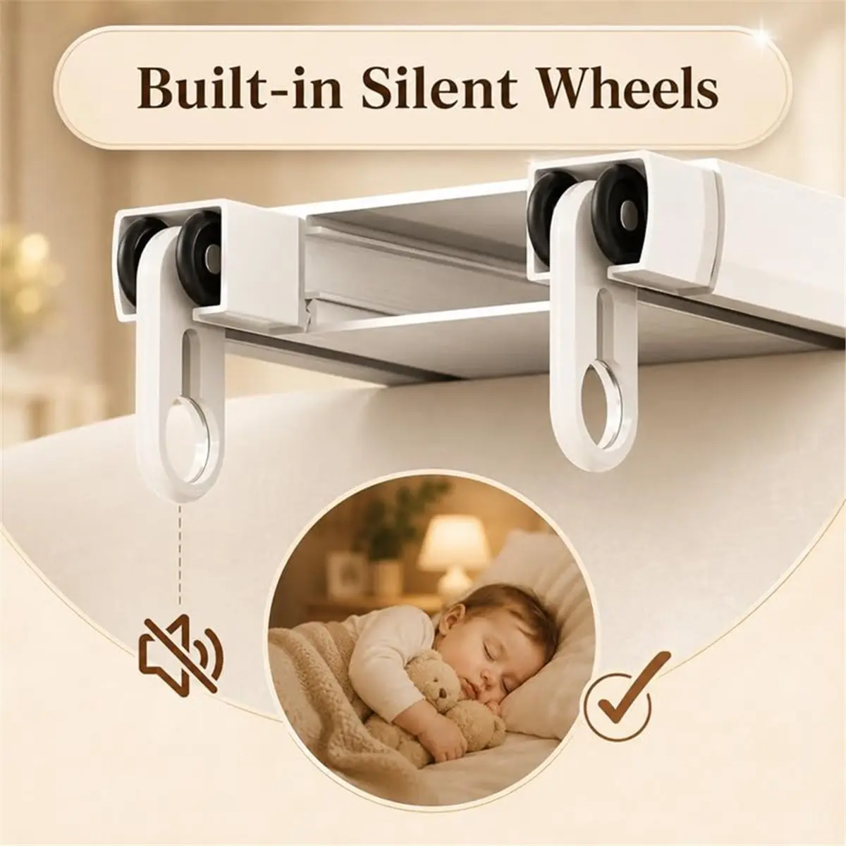 120 Pcs Curtain Track Gliders - Silent Ceiling/Wall Mount Curtain Rail Runners for Smooth & Easy Curtain Opening