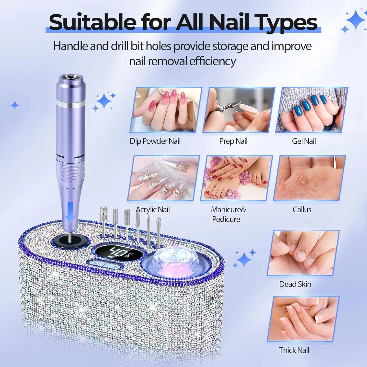 Professional Electric Nail Drill Kit: 40000RPM High-Speed Machine with LCD Display for Salon and Home Manicure