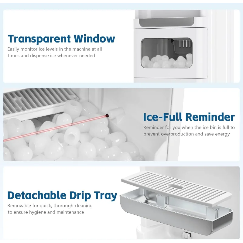 موزع مبرد مياه 3 في 1 مع صانع ثلج، موزع مياه ساخن وبارد للمكتب المنزلي، 33 رطل/24 ساعة، تحميل علوي 3 أو 5 جالون