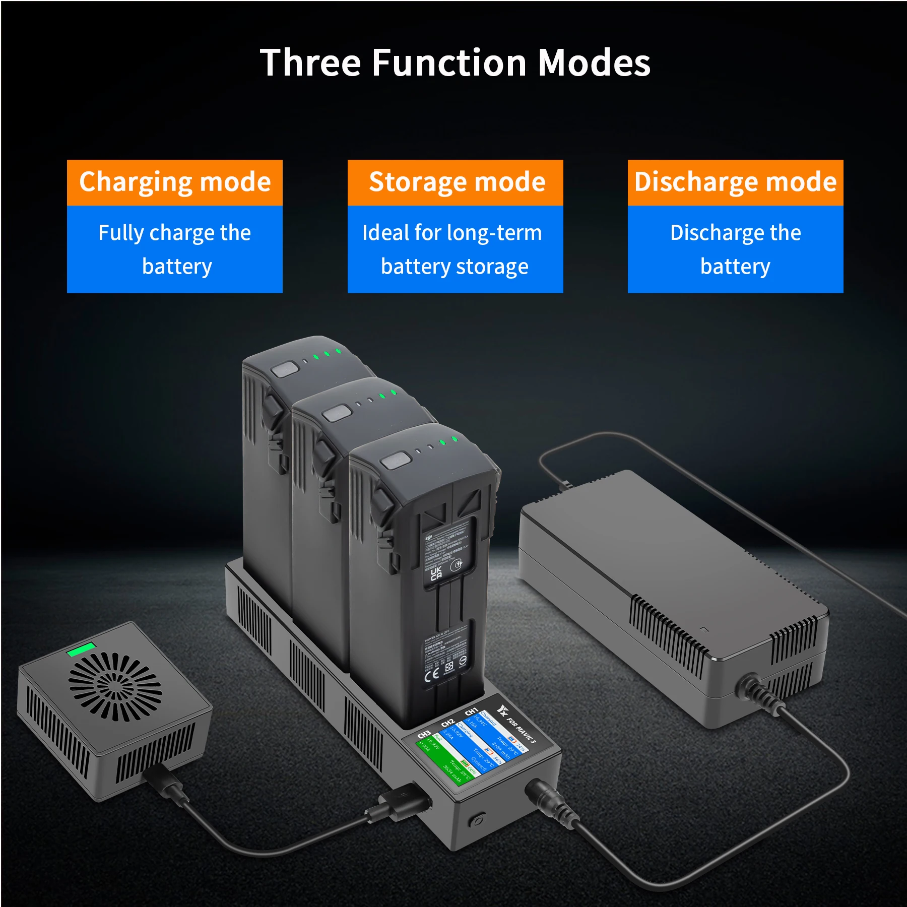 Multifunction Storage Charging Hub for DJI Mavic 3/3 PRO With Digital Display LCD Screen Battery Charging Dual lnput Accessories