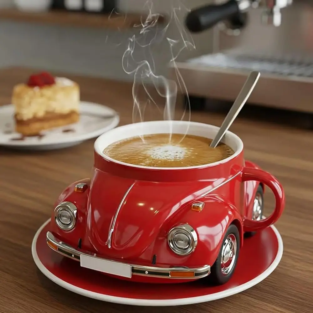 Gifts Funny Beetle Shaped Coffee Mug Novelty Handmade Beetle-Shaped Coffee Cup Unique Car-Shaped Tea Cup for Desktop Ornament