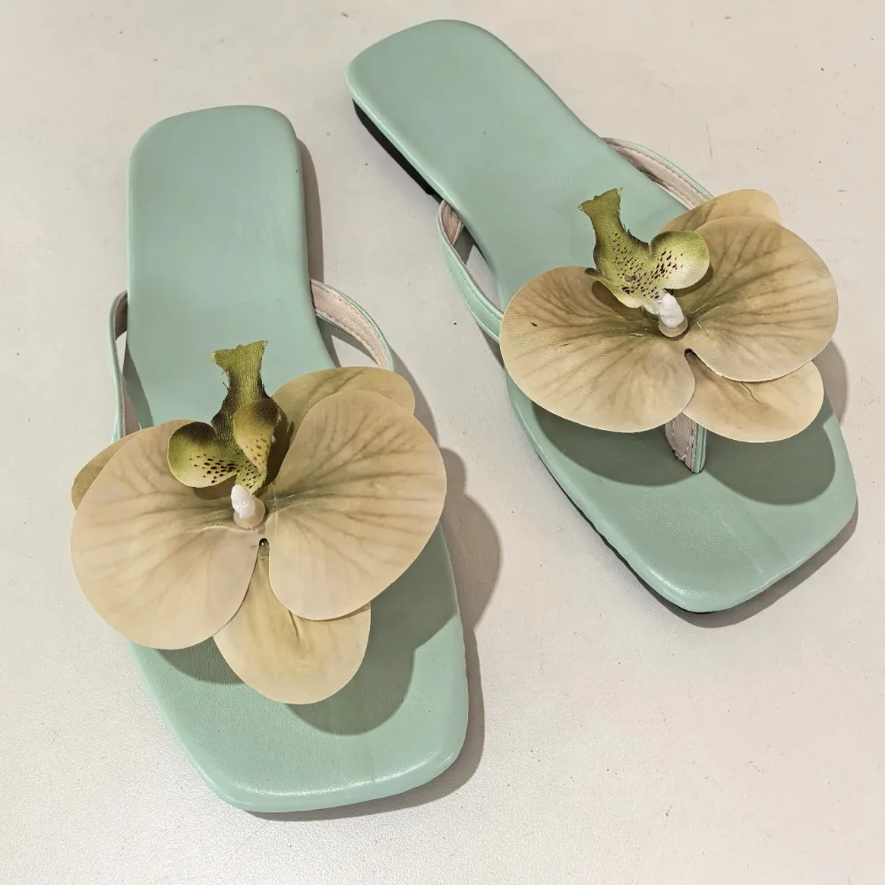 

Fashion Sweet Butterfly Orchid Slipper Summer Elegant Flower Flip Flops Vacation Out Wear Women's Sandals Outdoor