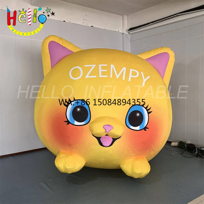 Bright Yellow Cartoon Cat Inflatable, Perfect for Brand Promotions and Fun Marketing Campaigns.