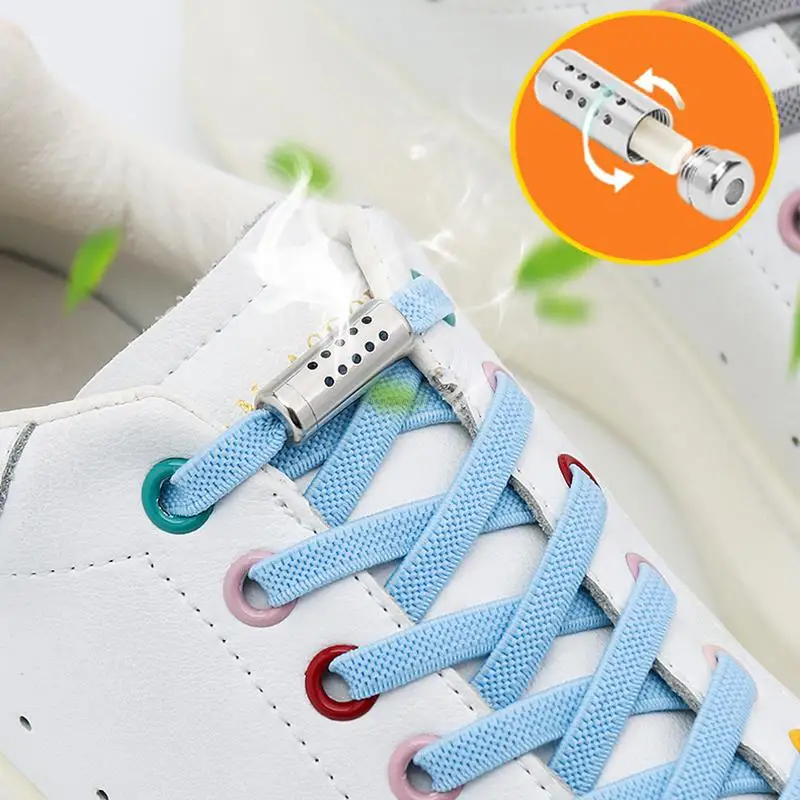 

Clean air Elastic Laces Sneakers aroma No Tie Shoelaces Flat Shoe laces without ties Kids Adult Shoelace One size fits all Shoes