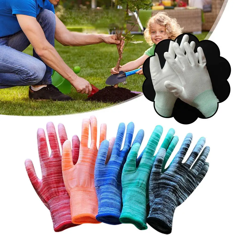 

12pcs Multi Purpose Work Gloves Rubber Coated Working Gloves Lightweight Polyester Coating Ultra-Thin Light Non-slip Knit Gloves