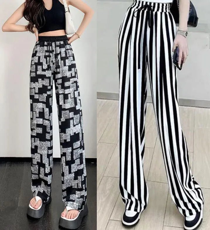 

2022 Tie Dye Style Straight Slim Casual Trousers High Waist Women Home Pants New Draping Trousers Loose Wide-leg Pants INS Trend