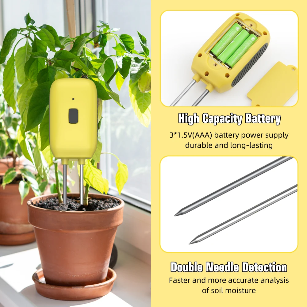 Yieryi Soil Temp and Humidity Meter for Garden Smart Bluetooth Soil Moisture Test Detector for Farm Orchards Potted Plants Farm