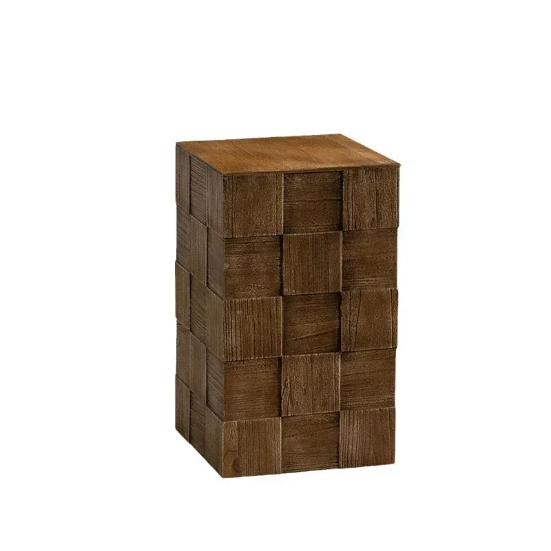 

American retro solid wood sofa edge table, bed and breakfast living room bedroom storage corner table, balcony casual small coff