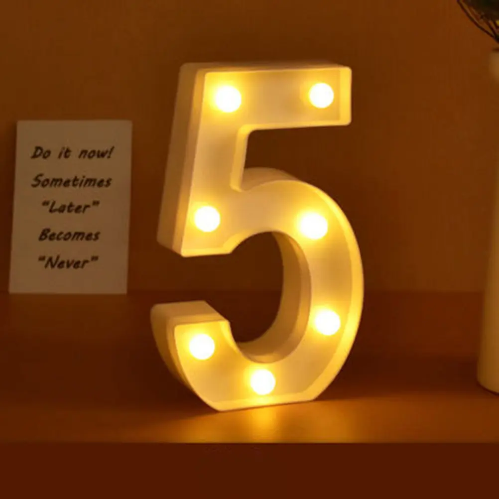 

LED Number 5 Light Sign Warm Night Lamp for Wedding Birthday Anniversary Party Home Bar Cafe Decoration Multi-Use Wall Table