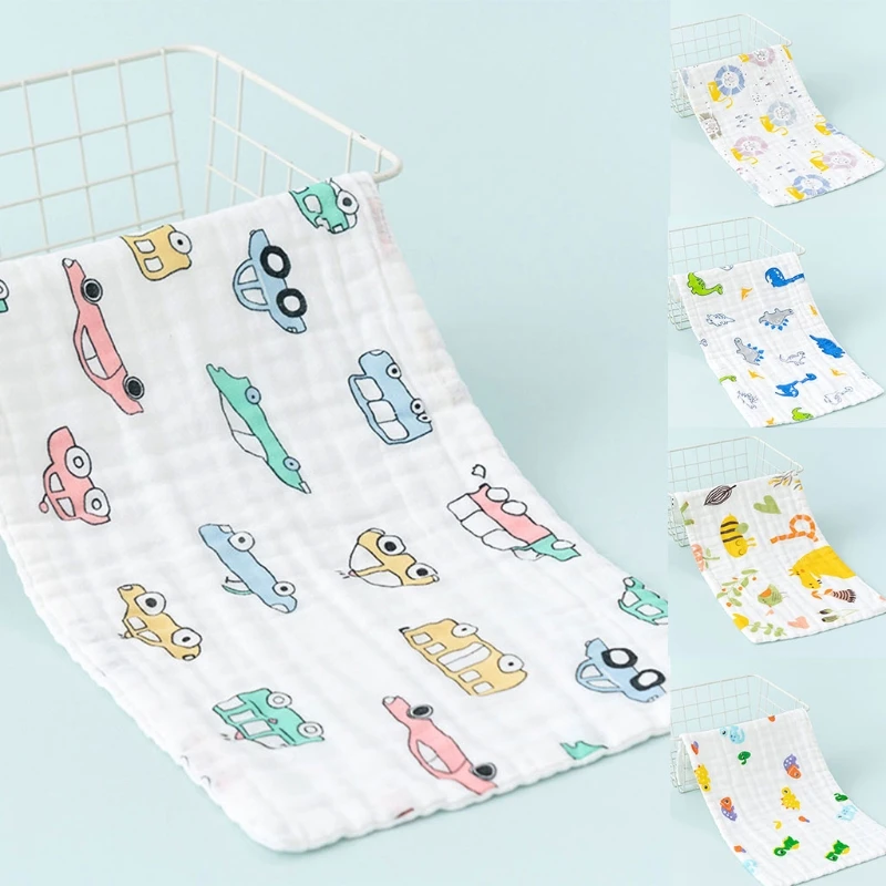 Baby Saliva Towel Infants Milk Bottle Feeding Bibs 6 Layer Cotton Cartoon Printed Newborn Face Washcloth Shower Gifts