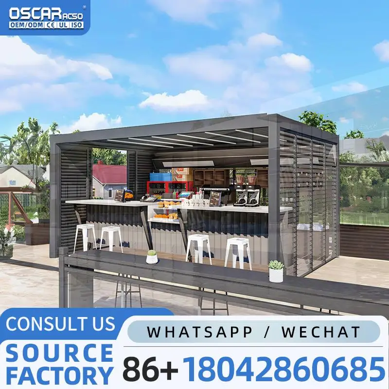 Motorised Outdoor Aluminum Gazebo Modern Louvre Roof Bioclimatic Pergola for Sunshade pergola