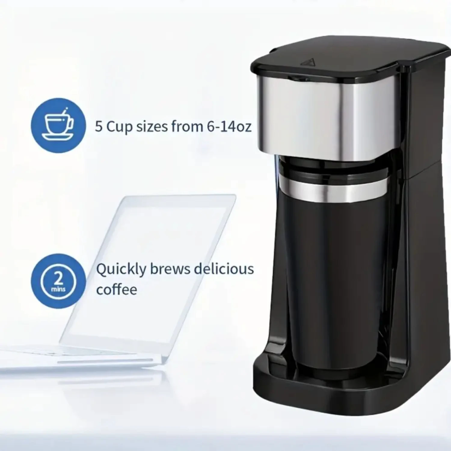 1pc 420ml Automatic Coffee Brewer with Stainless Steel Cup, Reusable Filter - Perfect for Coffee, Milk Tea