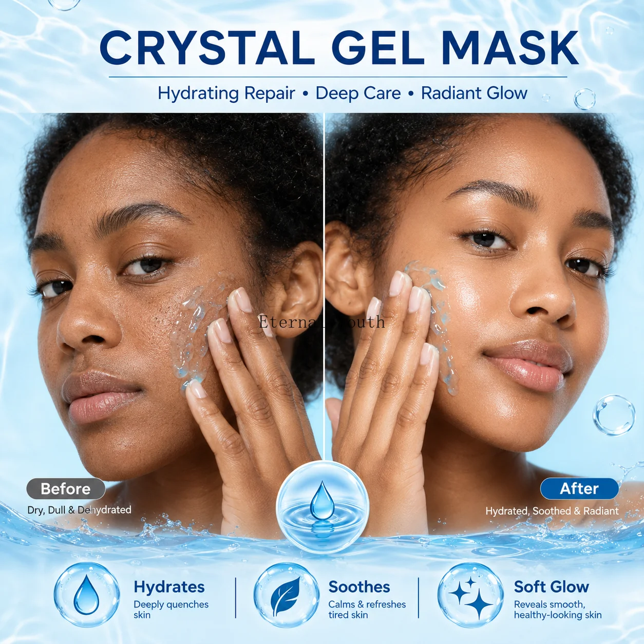 500ml Copper Peptide Crystal Gel Mask Hydrating Moisturizing Facial Gel Mask Soothing Skin Care for Soft Smooth Glowing Look