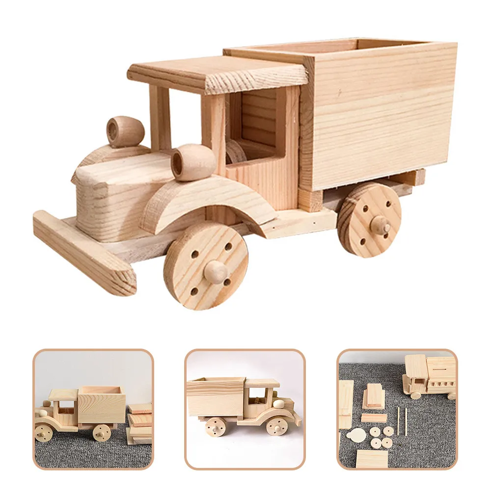 

2Sets Wooden 3D Puzzle Assembly Kids Educational DIY Creative Hand Eye Coordination Gift for Birthday Christmas Children