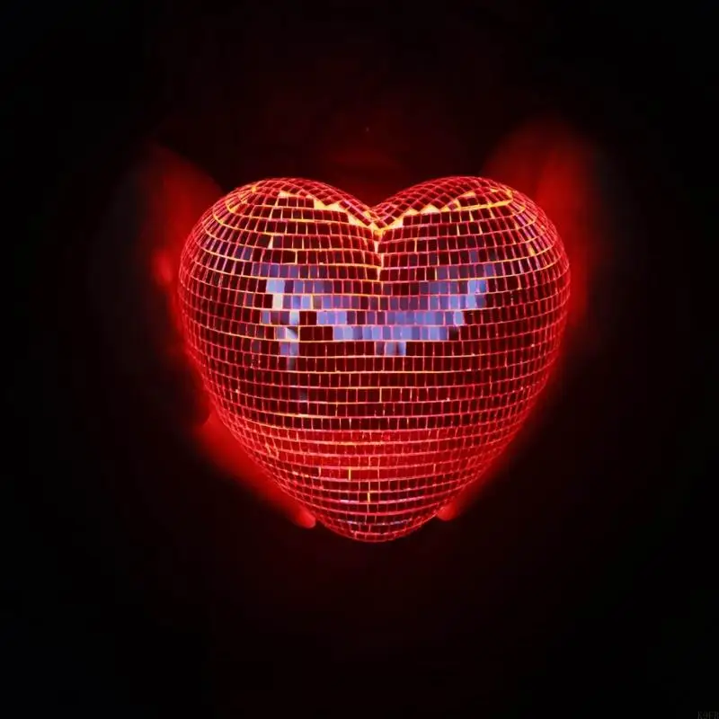 

K9FB Romantics Discos Heart Table Lamp with Mirror Glass Accent for Bedroom Decors