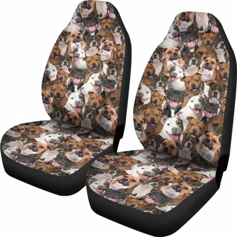 Staffordshire Bull Terrier Full Face Car Seat Covers,Pack of 2 Universal Front Seat Protective Cover