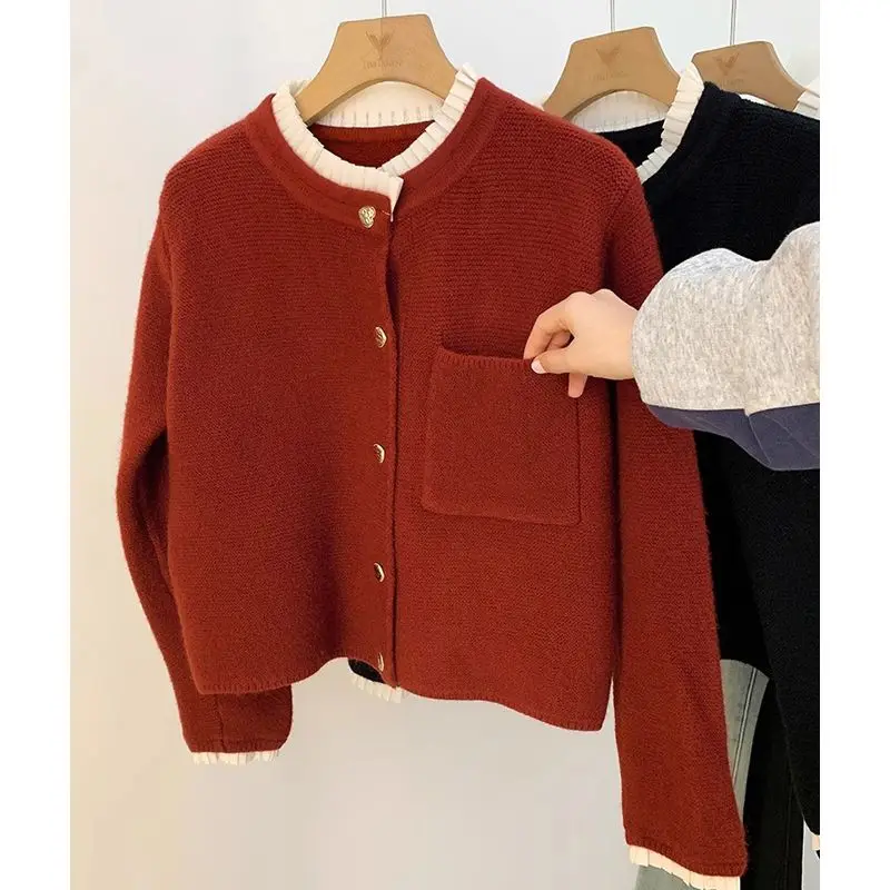 

2024 Women's New Autumn Winter Twist Sweater Coat Female Long Sleeve Cardigan Jackets Ladies O-neck Knitted Overcoats Z494