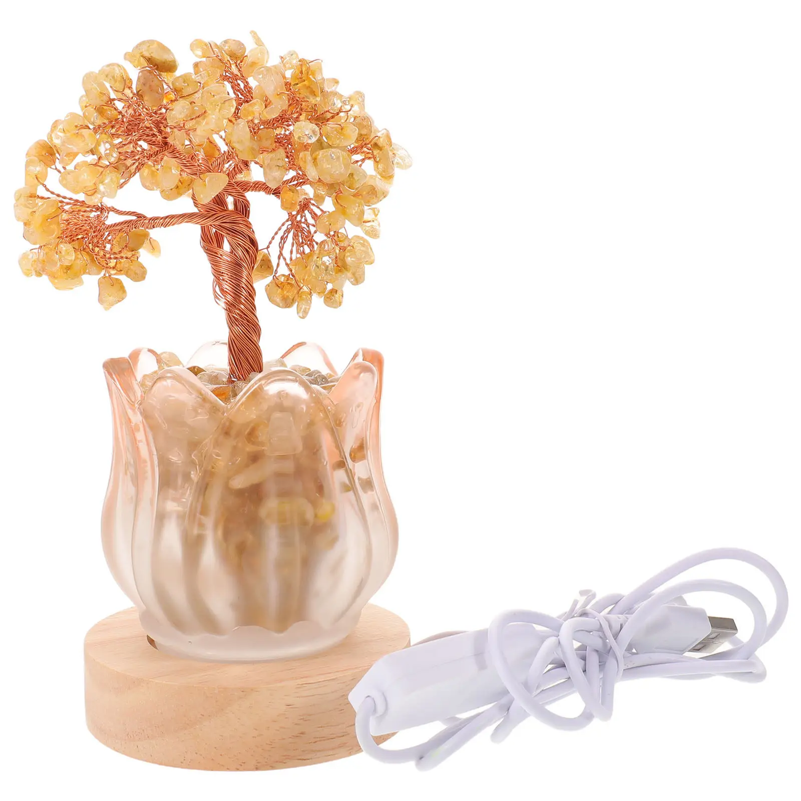 

Natural Citrine Crystal Tree Night Light Feng Shui Money Tree Lamp for Home Office Decorative Bonsai Wealth Prosperity
