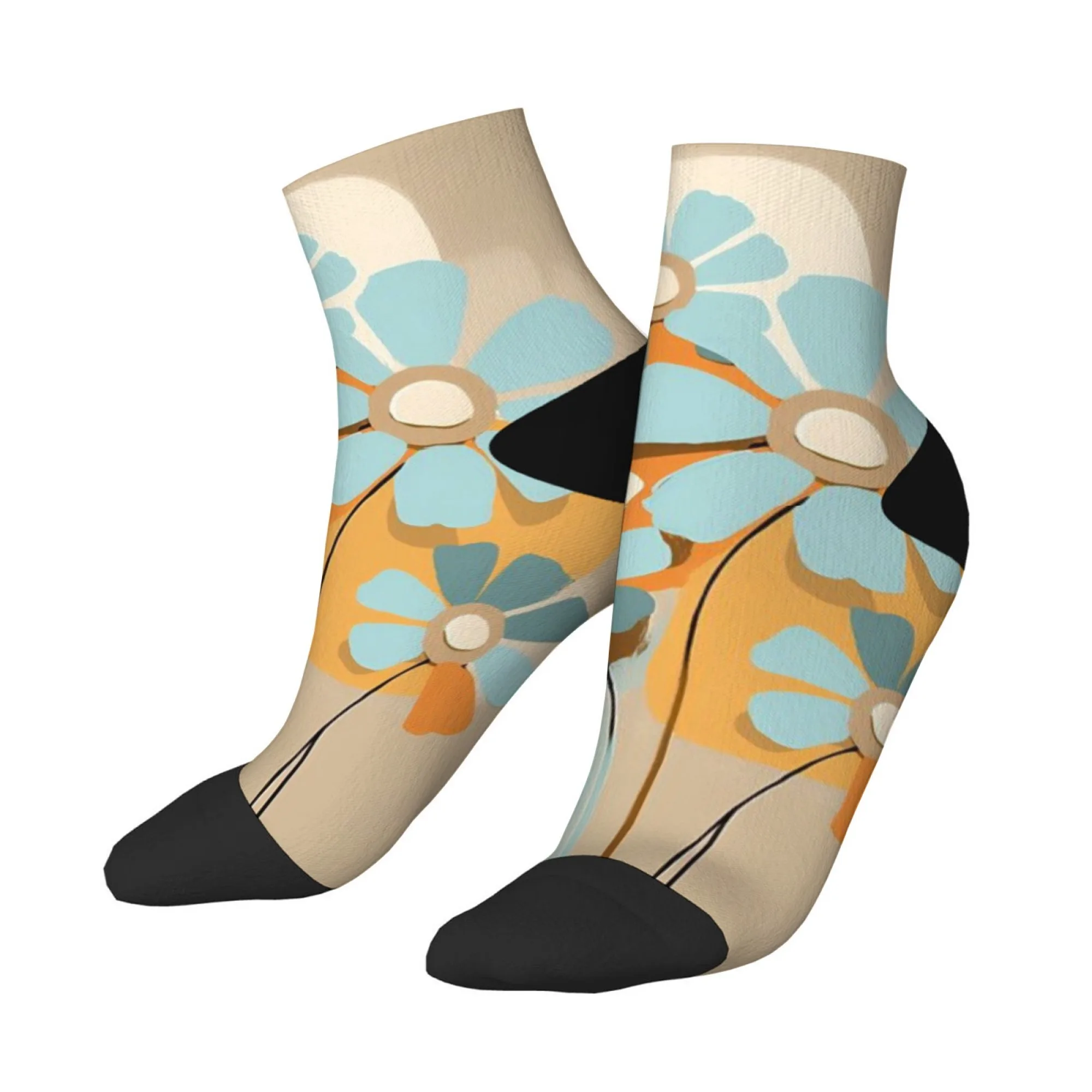جوارب قصيرة غير رسمية على شكل زهرة فنية تجريدية جوارب هاراجوكو بانك قوطي للفتيات مطبوعة جوارب سعيدة وممتعة للنساء والرجال مريحة ومحمولة