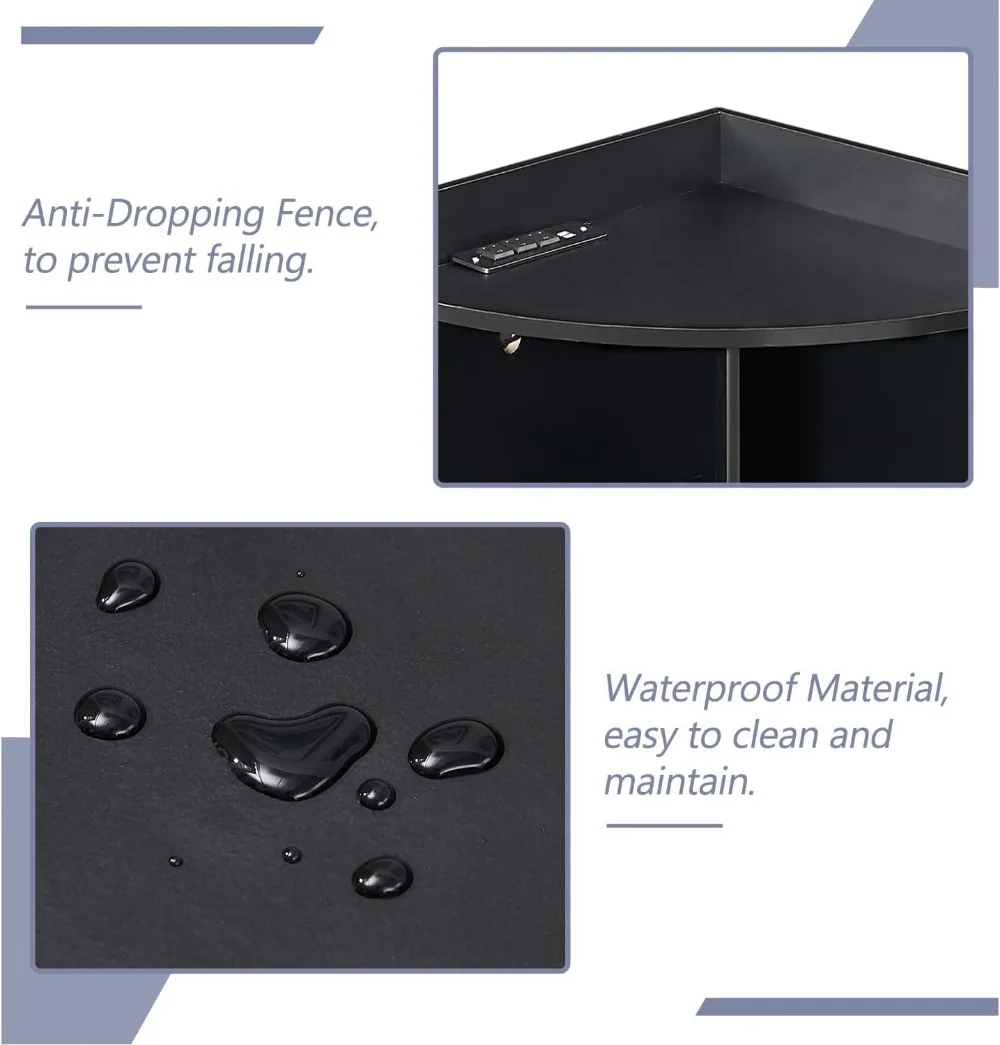 Rak Sudut Kubus dengan Port USB & Stopkontak, Rak Penyimpanan yang Dapat Disesuaikan untuk Ruang Tamu, Kamar Tidur, Dapur - Hitam