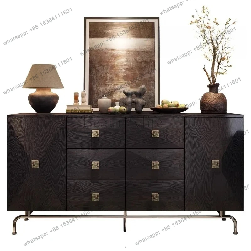 

Italian retro entrance villa modern light luxury living room multi-functional medium and ancient French side cabinet