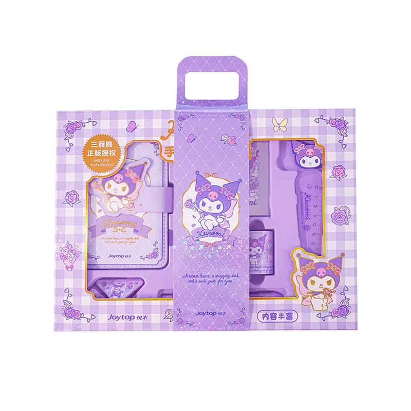 Anime Sanrio Handbook Gift Box Set Kawaii Kuromi My Melody Cinnamoroll Notebook Pen Memo Paper Scrapbooking Children Stationery