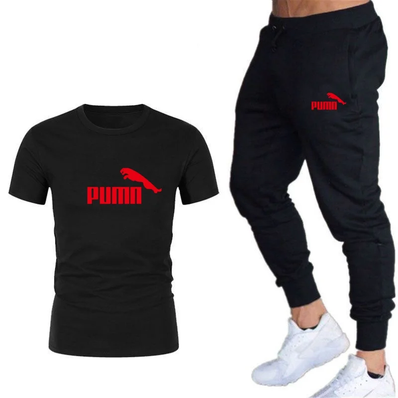 Ensemble 2 pièces t-shirt et pantalon pour hommes, survêtement décontracté, fitness, jogging, manches courtes, grande taille, été, nouveau, vente chaude, 2024