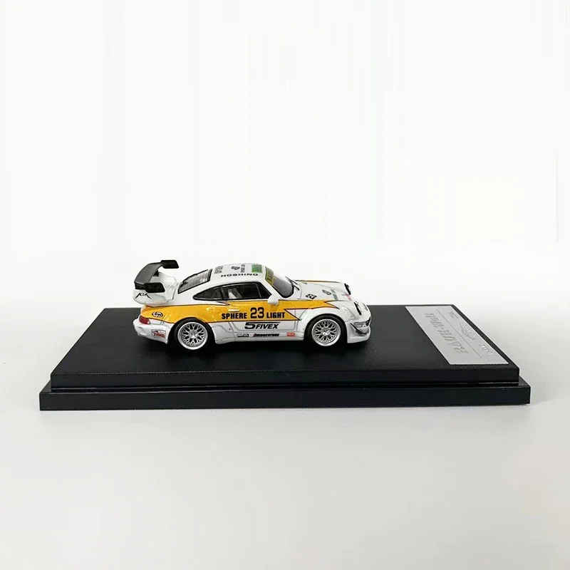 Aurora 1:64 modelo de coche RWB 964, colección de vehículos deportivos de aleación, pantalla, revestimiento de Flash amarillo