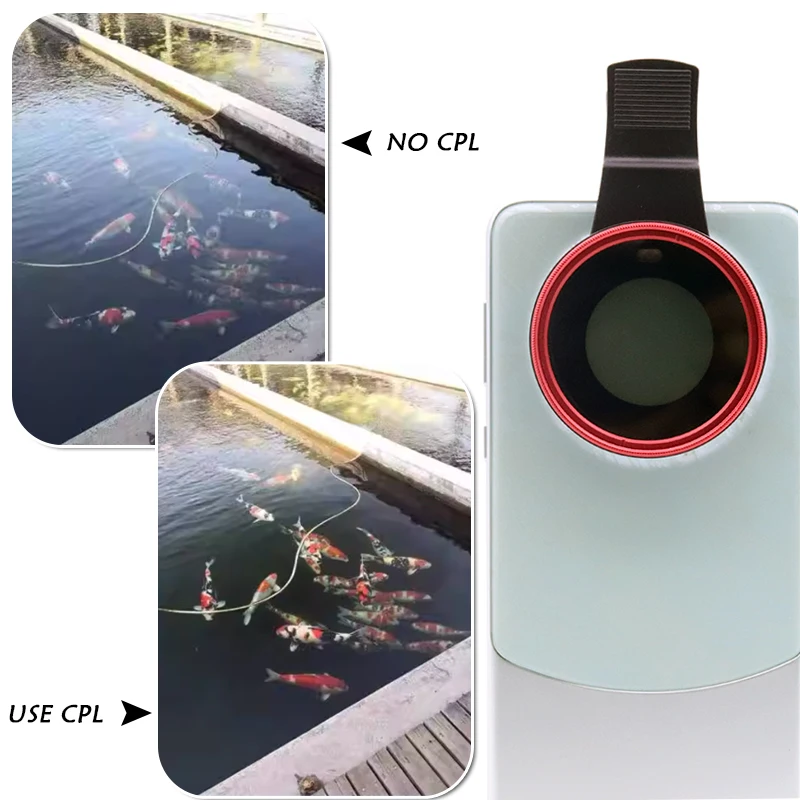 CPL Filter Anti Glare 52mm 67mm Circular Polarizer for Smartphone Tablet Photography Outdoor Landscape Reduce Reflection Red