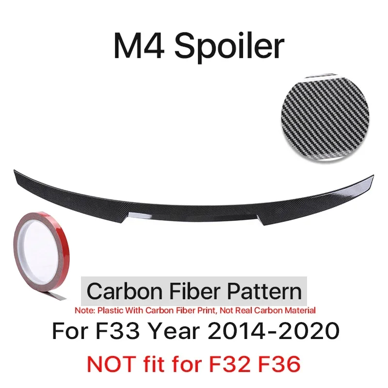Kofferbak Spoiler Bumper Lip Voor BMW 4-serie F32 F33 F36 Koolstofvezel PSM M4 MP Stijl Vleugel Staart Kit 2014-2020 Glanzend Zwart