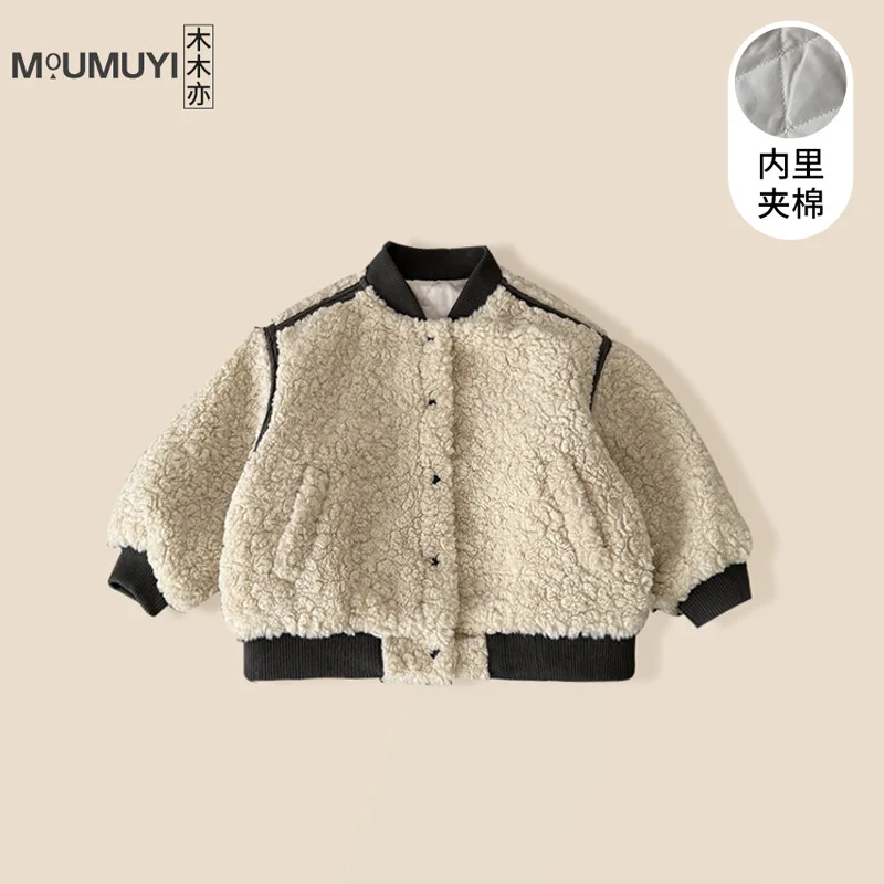 

Boys' jackets winter 2024 Korean version of foreign-style children's clothing velvet children's padded tops tide