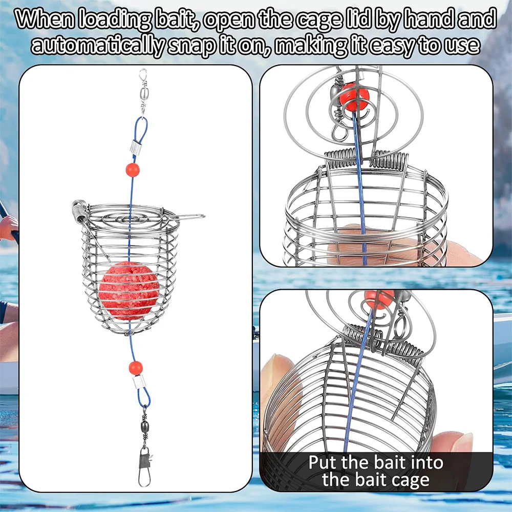 Carp Fishing Bait Trap Cage Bulk Stainless Steel Feeder Basket Holder Coarse Lure Trap Catfish Carp Fishing Accessories 3-12pcs view 4