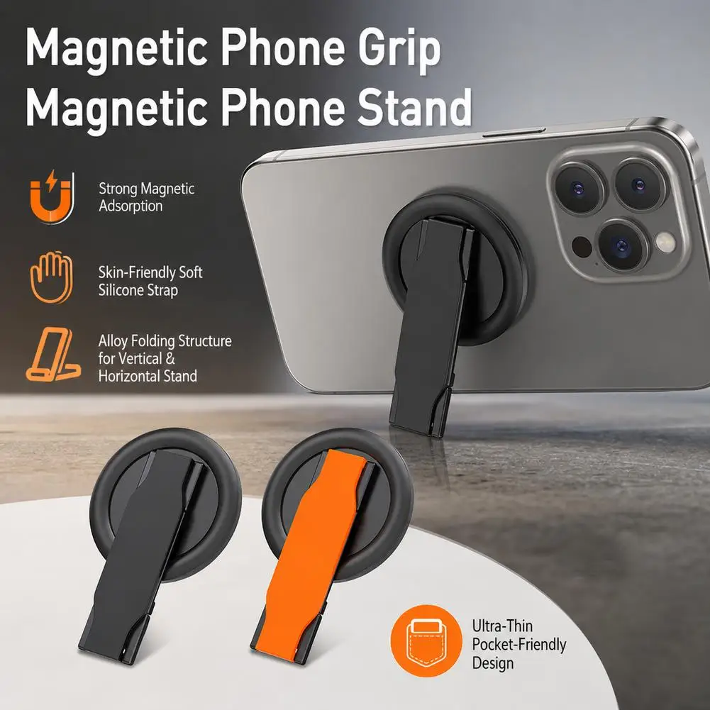 Strong Magnetic Phone Holder for MagSefe Desktop PortableRring Buckle Multifunctional Silicone Phone Holder