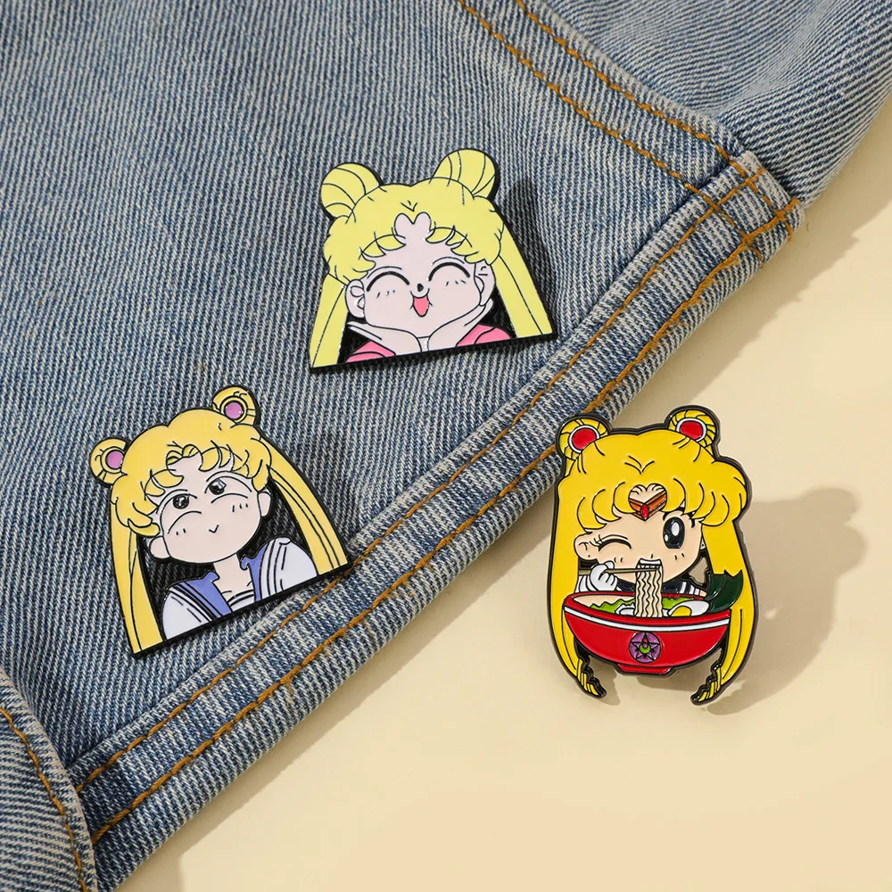Kawaii Cartoon Girl Multiple Expression Lapel Pin Pack Anime Style Enamel Badges Unique Gift for Bag Hat Clothing Decor