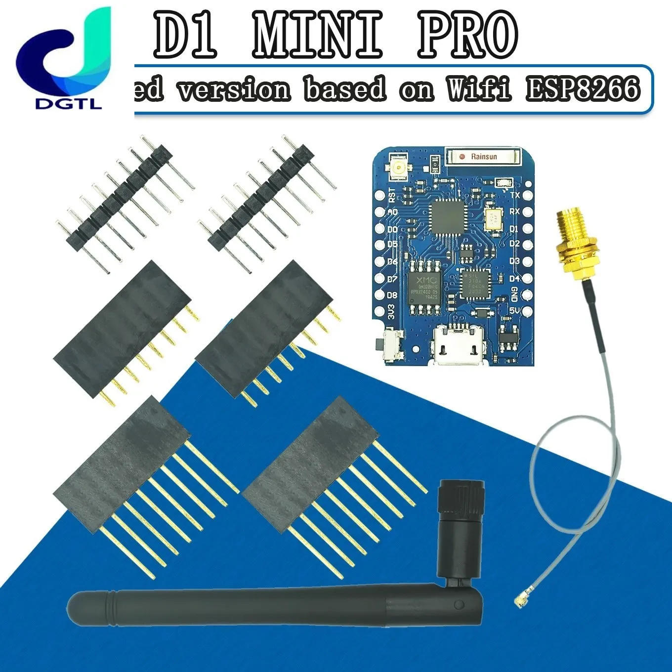 

ForWEMOS D1 Mini 4M/16M Bytes External Antenna Connector NodeMCU Based ESP8266 ESP-8266EX CP2104 WIFI Development Board MicroUSB