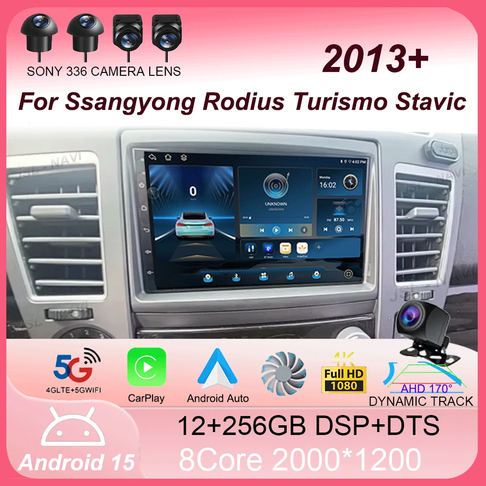 Android 15 For Ssangyong Rodius Turismo Stavic 2013+ Radio Carplay Car Multimedia Player Intelligent System Auto Navigation GPS