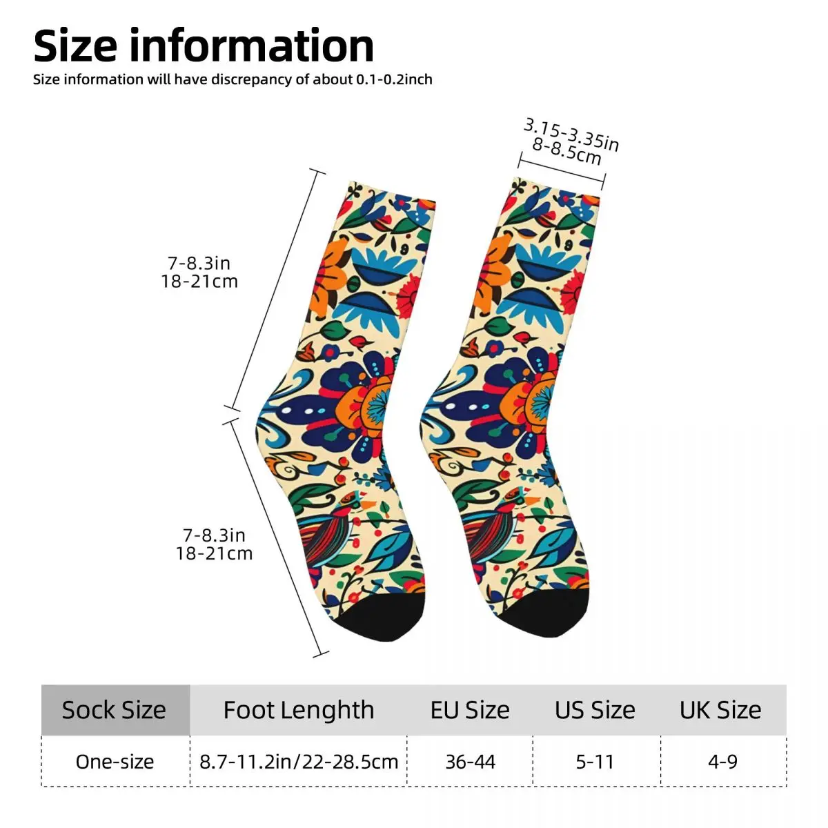 Men's Socks Cultural-Celebration-Sticker Vintage Harajuku Mexican Floral Hip Hop Casual Pattern Crew Crazy Sock Gift Printed