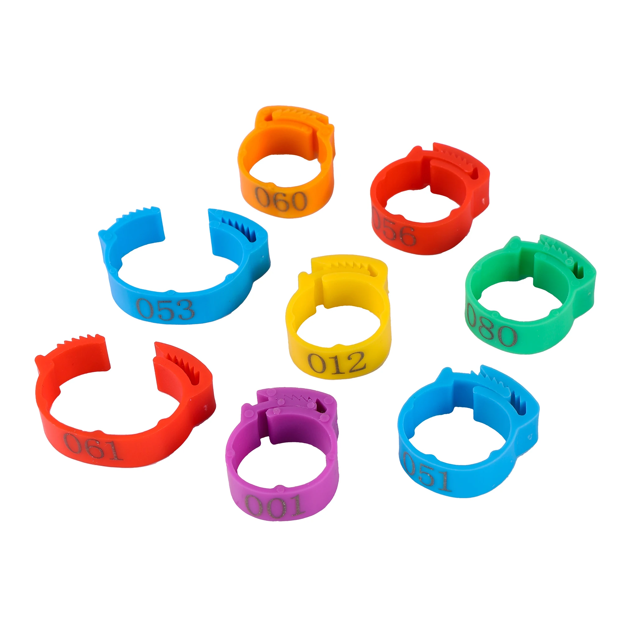 100PCS Chicken Foot Ring Adjustable Size Poultry Leg Digital Label Buckle Ring 6 Colors Plastic Chick Duck Goose Farm Equipment