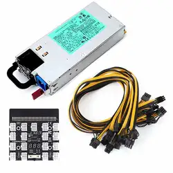 1200W Mining GPU PSU Server Power Supply 498152-001 490594-001 438203-001 For HP DL580G5 G6 G7 PCI-E Breakout Board 6Pin Cable