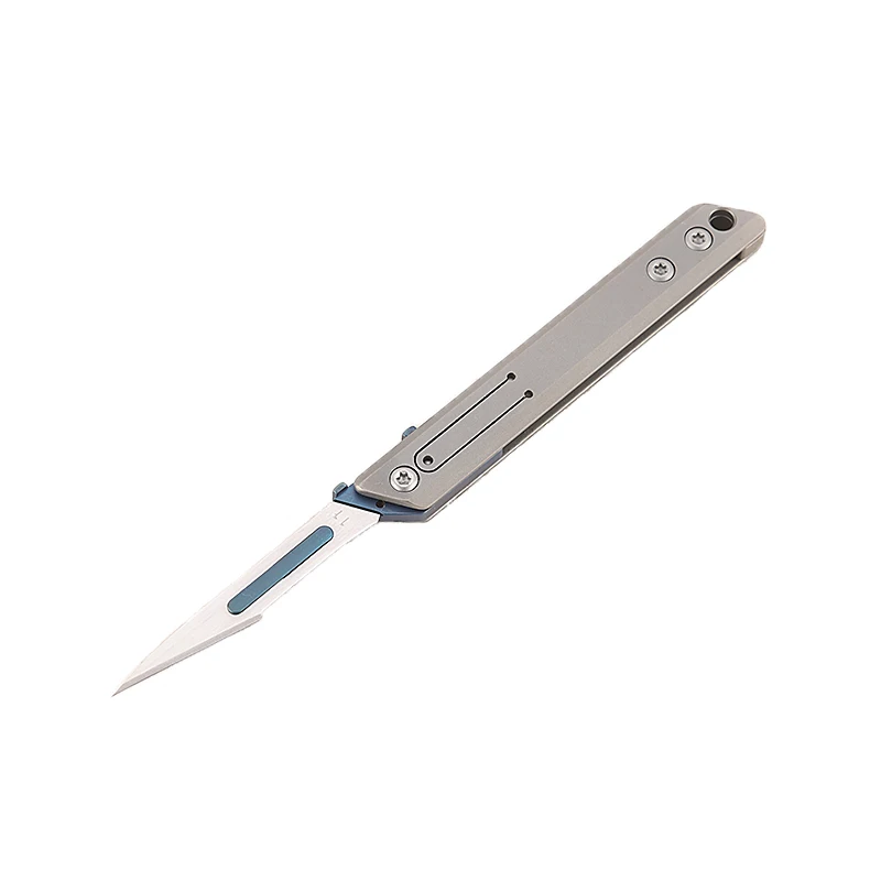 Mini-Skalpell aus Titanlegierung, tragbarer EDC-Messer mit austauschbarer chirurgischer Klinge, Schlüsselanhänger-Messer zum Auspacken, Basteln und Schnitzen