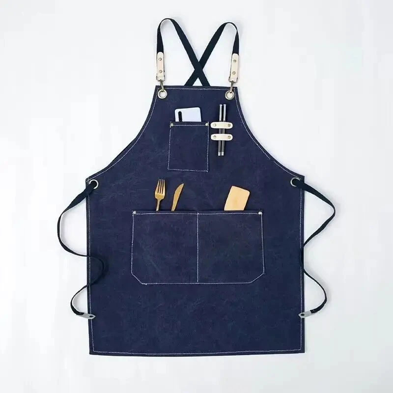 Fashion Canvas Kitchen Aprons For Woman Men Chef Work Apron For Grill Restaurant Bar Shop Cafes Beauty Nails Studios Uniform