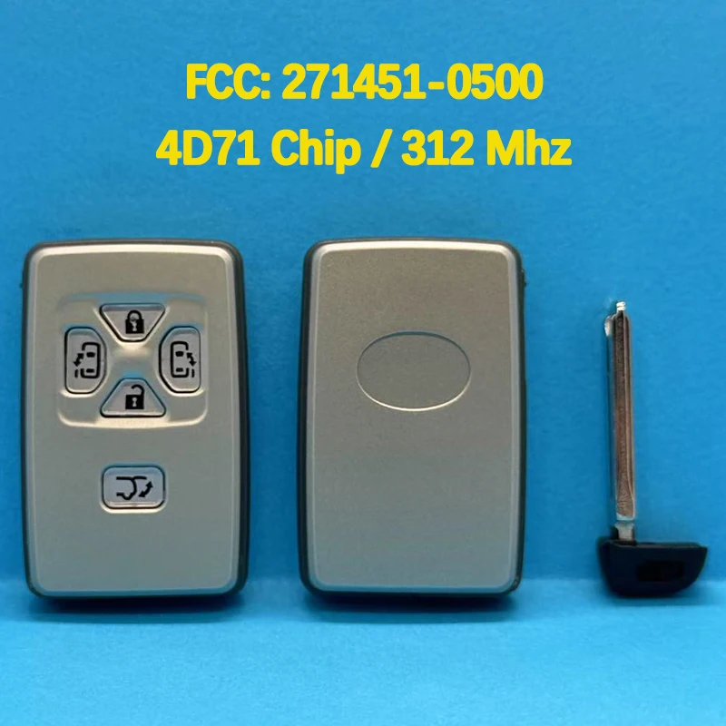 CN007255 Aftermarket 4/5 Buttons Smart  Remote Key FCC 271451-0500 4D71Chip 312MHz Keyless Go For Toyota Alphard Estima Vellfire