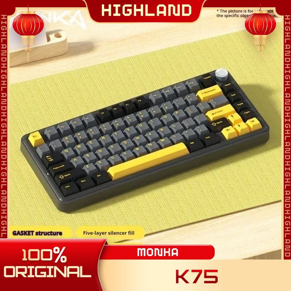 

Monka K75 3mode Mechanical Keyboard 81Key Wireless USB/2.4G/Bluetooth Keyboard With Knob Hot Swap Custom Rgb Gamer Keyboard Gift