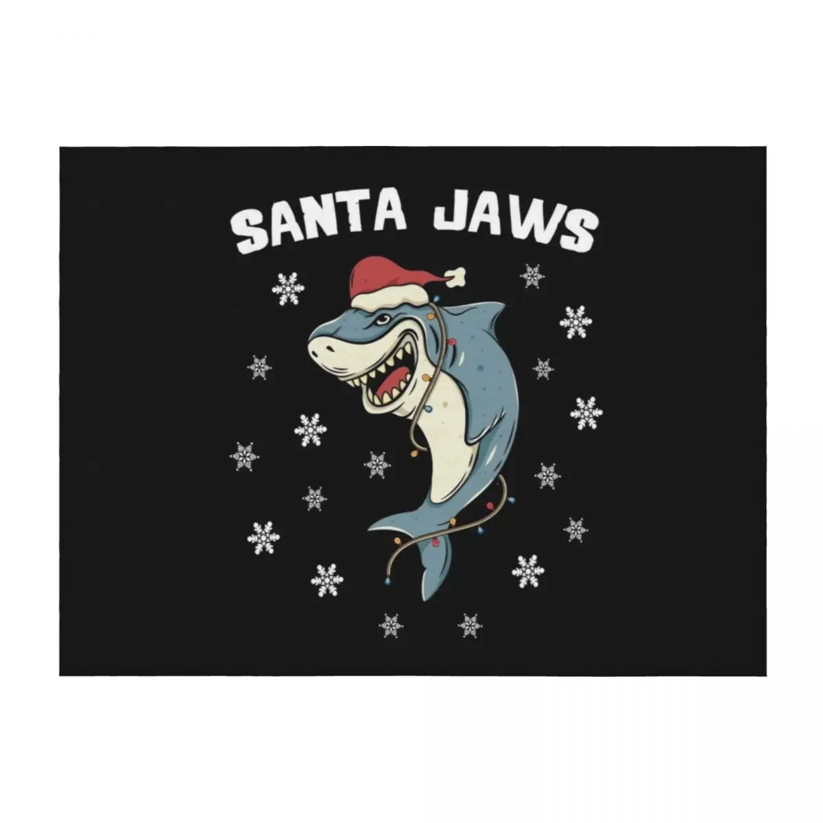 

Santa Shark Funny Christmas Shark with Lights and Hat Throw Blanket Decoratives Blankets For Sofas Loose Fashion Sofas Blankets