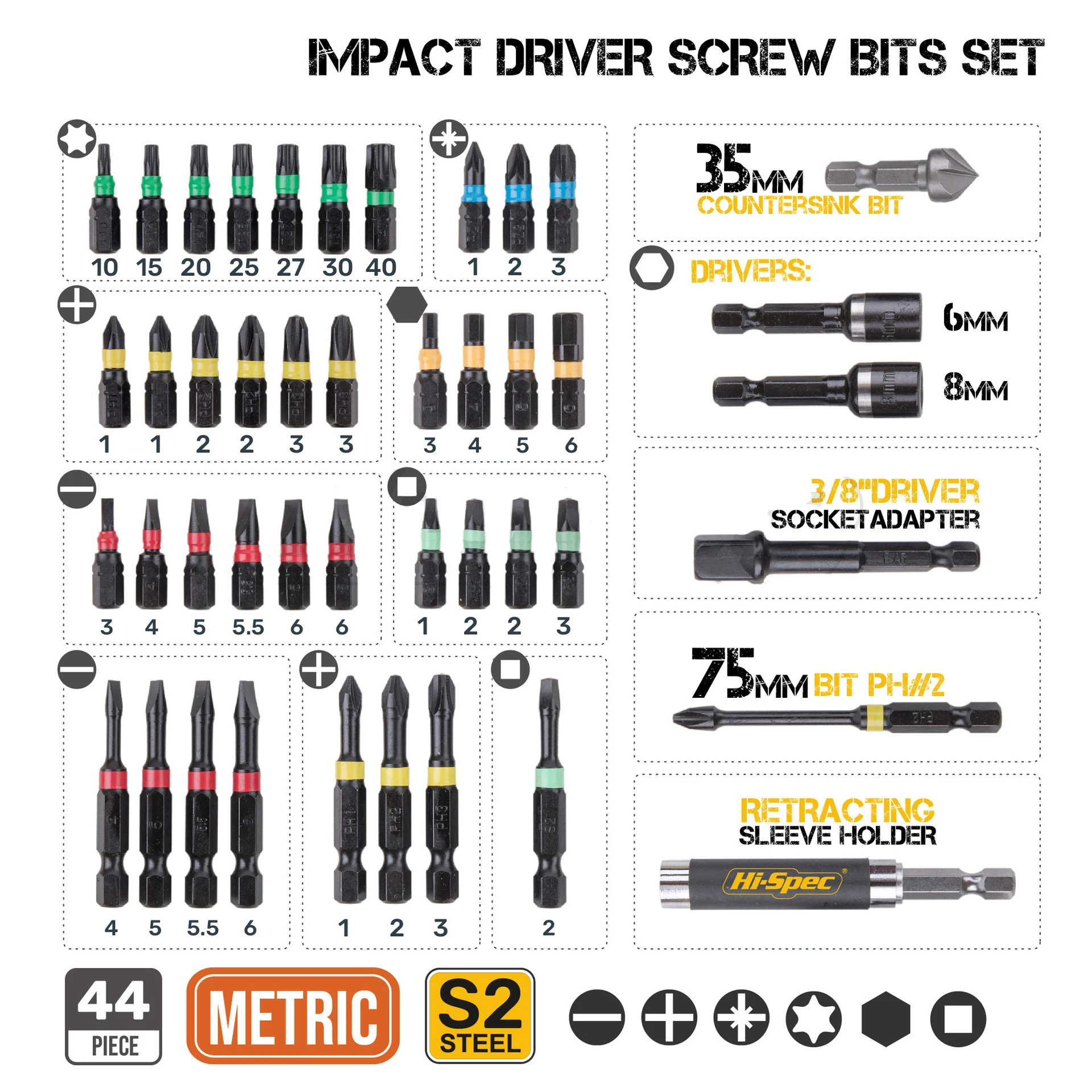 S2 Steel Impact Bit Set For Electric Tool Phillips Slotted Torx Screwdriver Drill Bits Magnetic Cross Tip Kit Repair Hand Tools