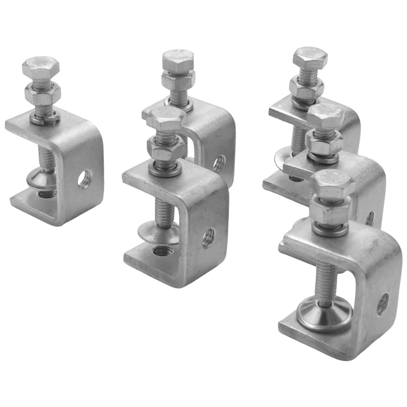 6Pcs C ,U for Metal Working, Small Desk Clamp with Stable Wide Jaw Opening & Protective Pads/I-Beam Design