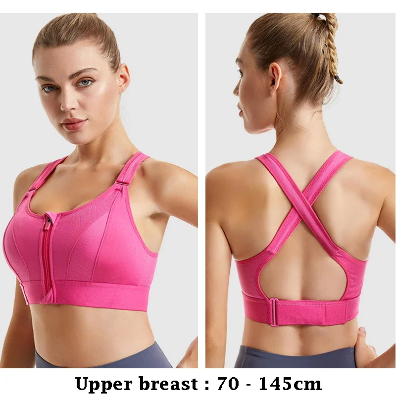 

high quality sport bras for women big size front zipper wireless push up training fitness gym fashion yoga vest underwear